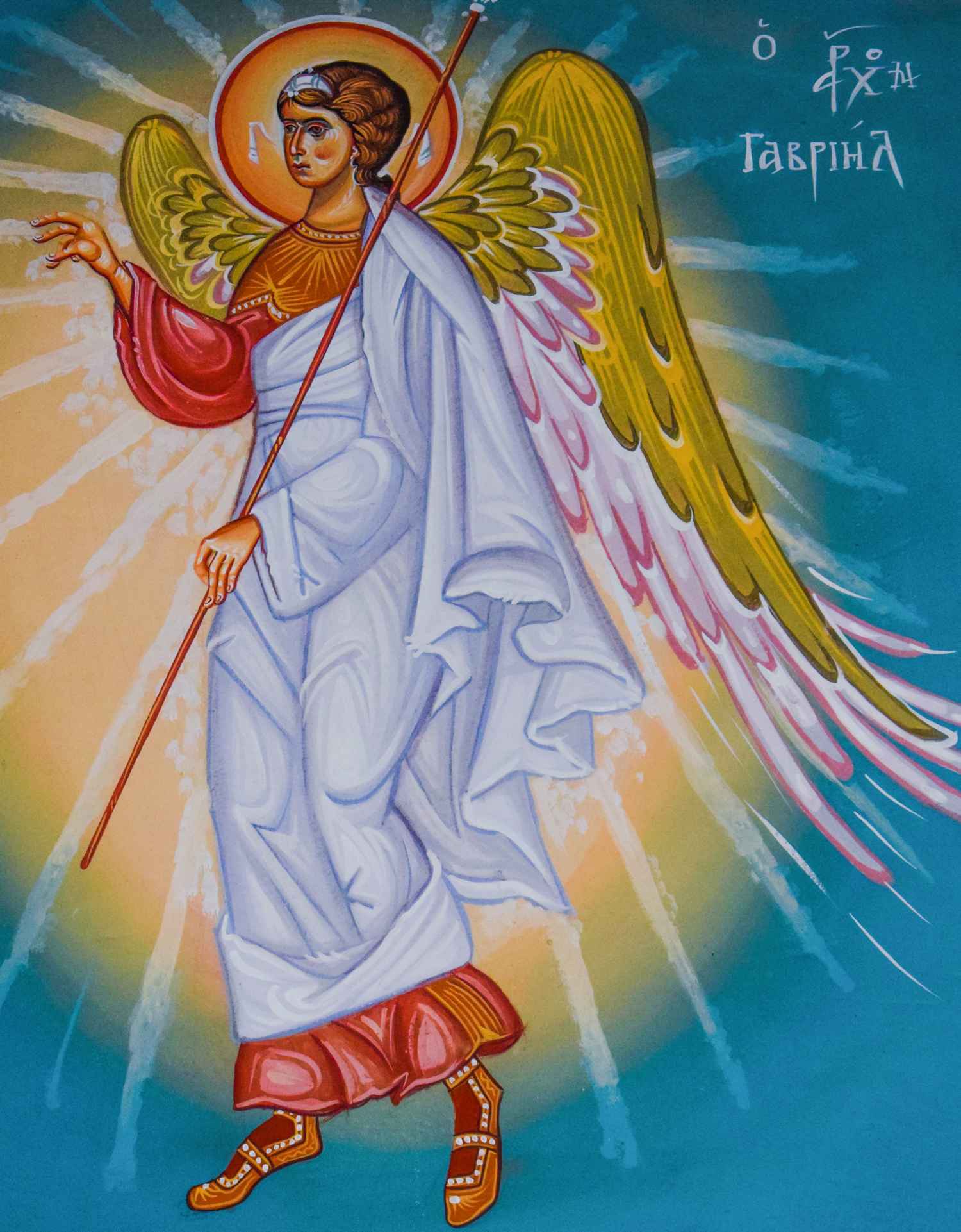 Foto muurschildering met engel in iconenstijl