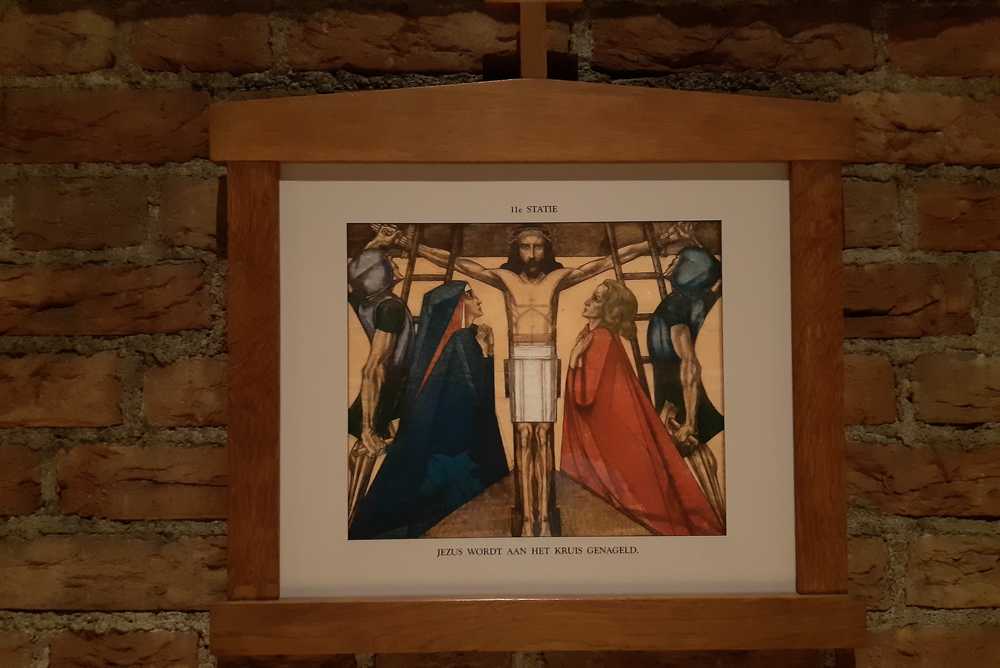 Ellde kruiswegstatie: Jeuzs wordt aan het kruis genageld - Jan Toorop