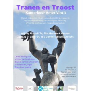 Flyer concert "Tranen en troost" door kamerkoor Amor Vincit, 2024